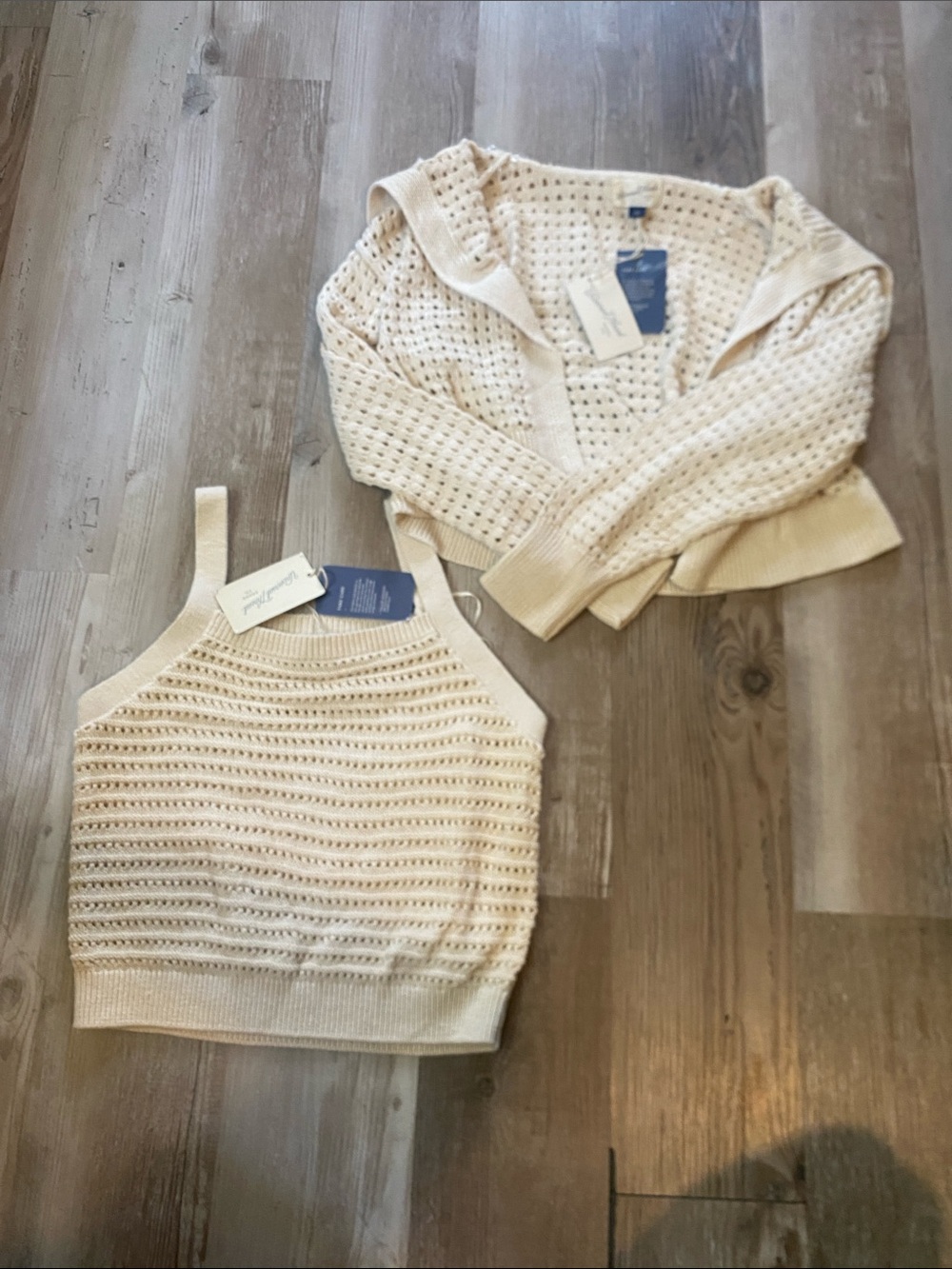 Universal Thread Cream Open-Knit Off-Shoulder Sweater Set
